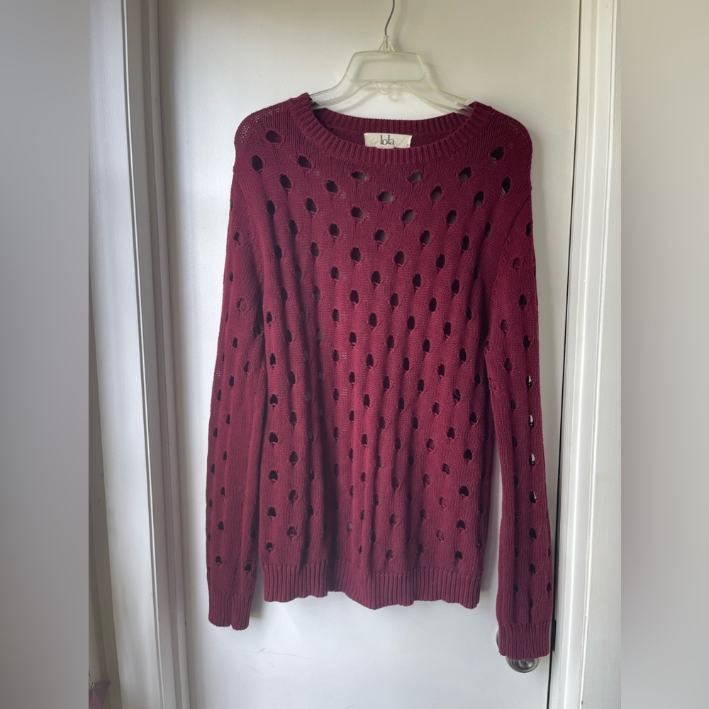 Knitted burgundy sweater pullover